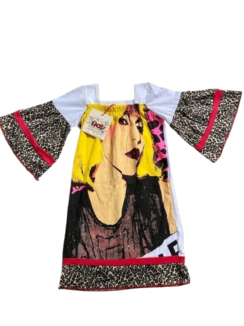 Kaos New Blondie Graphic Leopard Trim Girls Dress Size 4 NWT